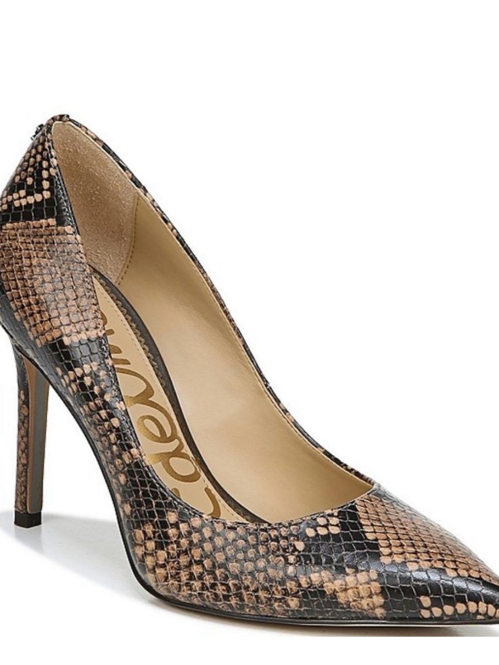 Sam Edelman Snake-Print Pointed Toe High Heel Pump - Brown/Black